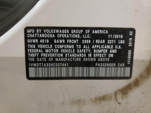 2017 VOLKSWAGEN PASSAT R-L - 1VWDT7A32HC037441
