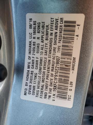 2016 HONDA CIVIC 4D E 19XFC1F91GE219807