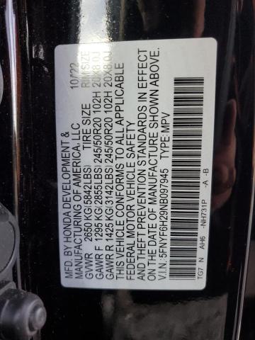 2022 HONDA PILOT SE 5FNYF6H29NB097945