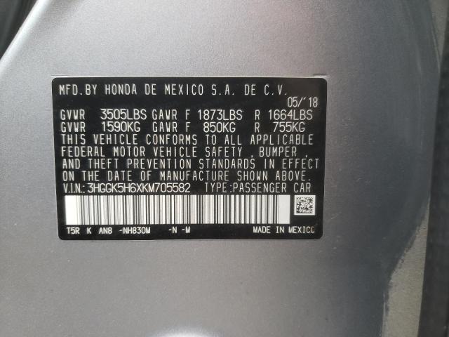 2019 HONDA FIT SPORT 3HGGK5H6XKM705582