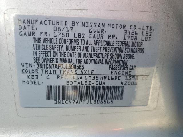 VIN 3N1CN7AP7JL808565 2018 NISSAN VERSA no.13