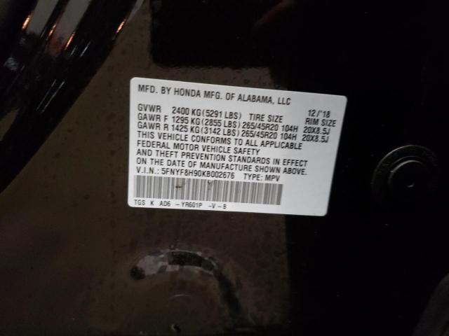 2019 HONDA PASSPORT T - 5FNYF8H90KB002676