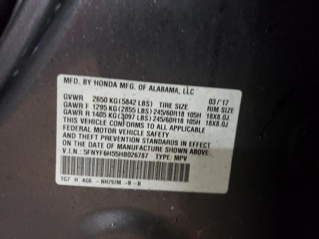 2017 HONDA PILOT EXL - 5FNYF6H55HB026787