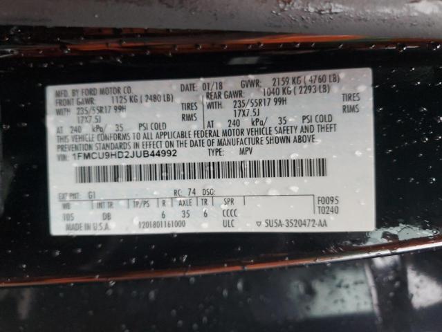 2018 FORD ESCAPE SEL - 1FMCU9HD2JUB44992