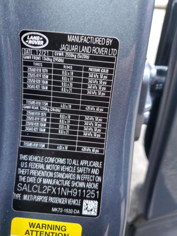 2022 LAND ROVER DISCOVERY SALCL2FX1NH911251