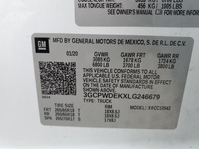 VIN 3GCPWDEKXLG246679 2020 CHEVROLET ALL MODELS no.12