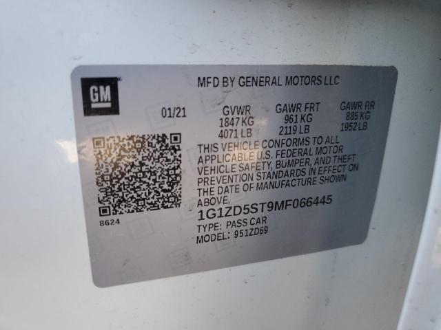 2021 CHEVROLET MALIBU LT - 1G1ZD5ST9MF066445