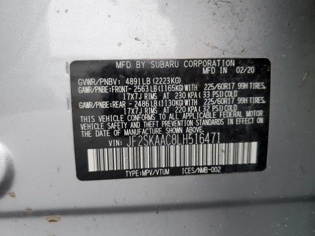 2020 SUBARU FORESTER JF2SKAAC8LH516471