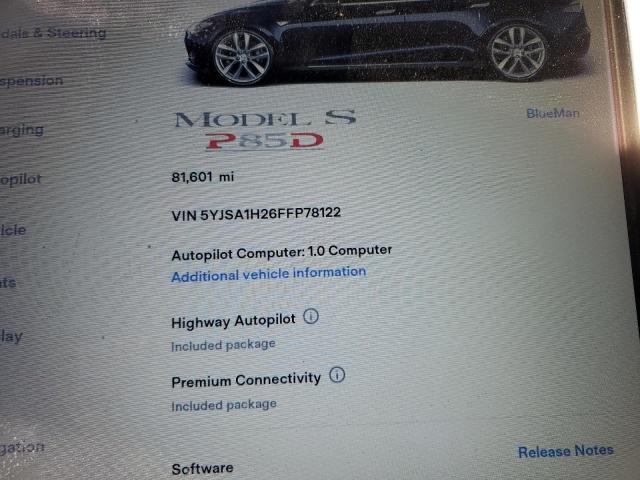 2015 TESLA MODEL S 85 5YJSA1H26FFP78122