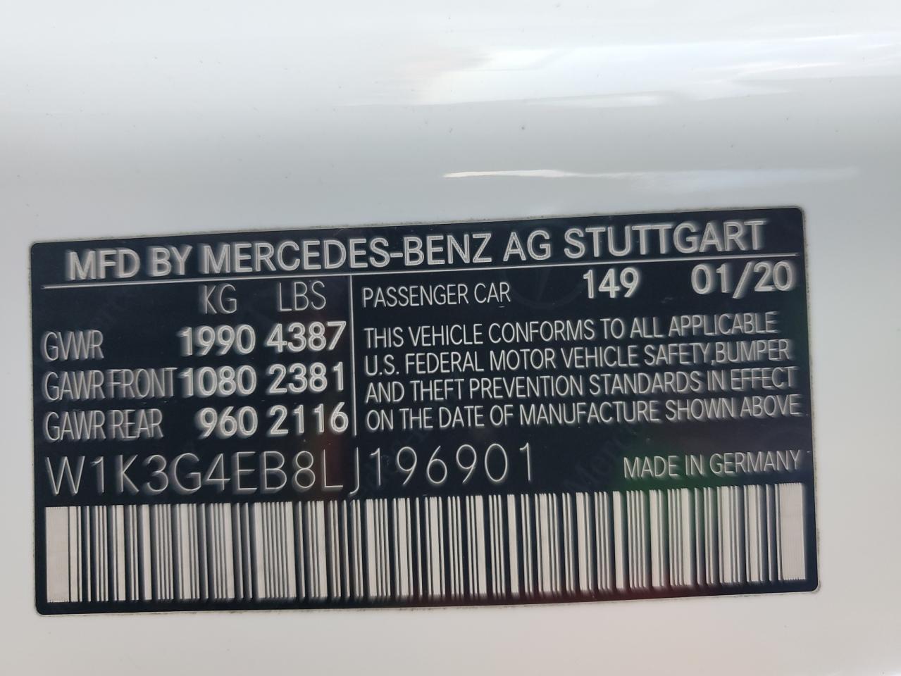 Lot #3044510733 2020 MERCEDES-BENZ A 220