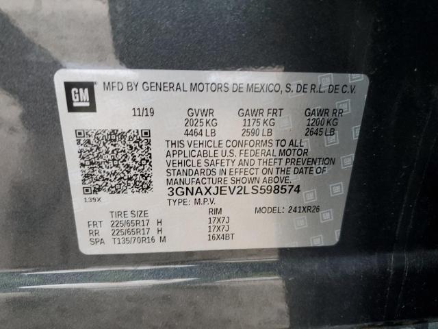 2020 CHEVROLET EQUINOX LT - 3GNAXJEV2LS598574