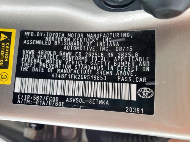 2016 TOYOTA CAMRY LE - 4T4BF1FK2GR519853