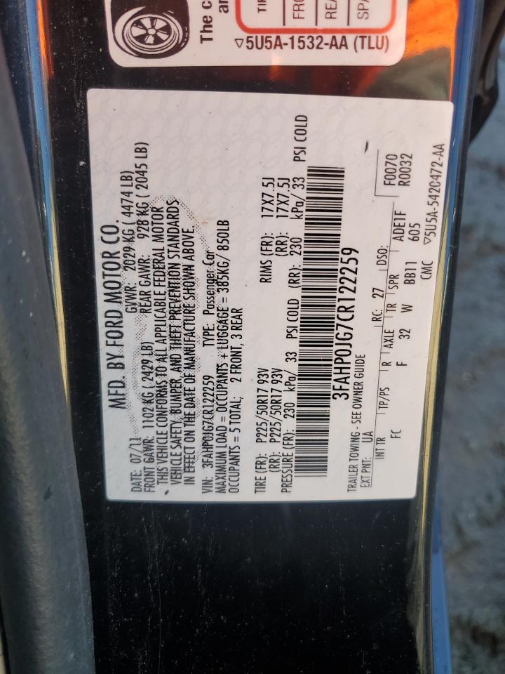 Lot #3041666506 2012 FORD FUSION