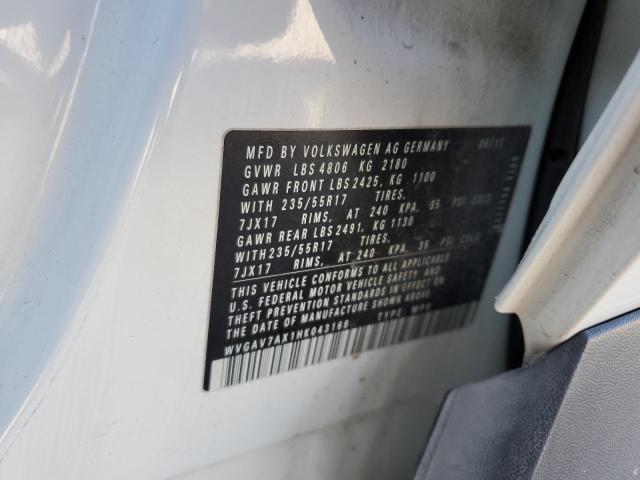 2017 VOLKSWAGEN TIGUAN S - WVGAV7AX1HK043168