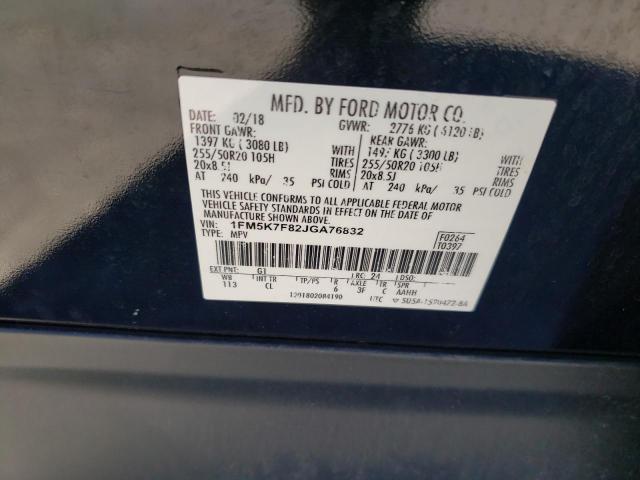 2018 FORD EXPLORER L - 1FM5K7F82JGA76832