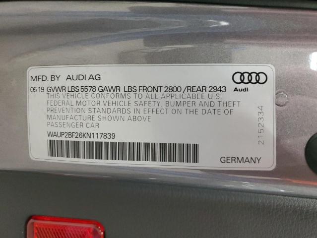 2019 AUDI A7 PREMIUM WAUP2BF26KN117839