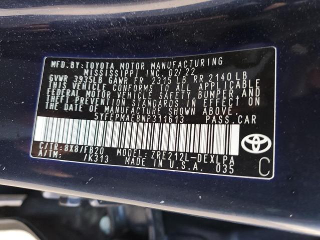 2022 TOYOTA COROLLA LE - 5YFEPMAE8NP311613