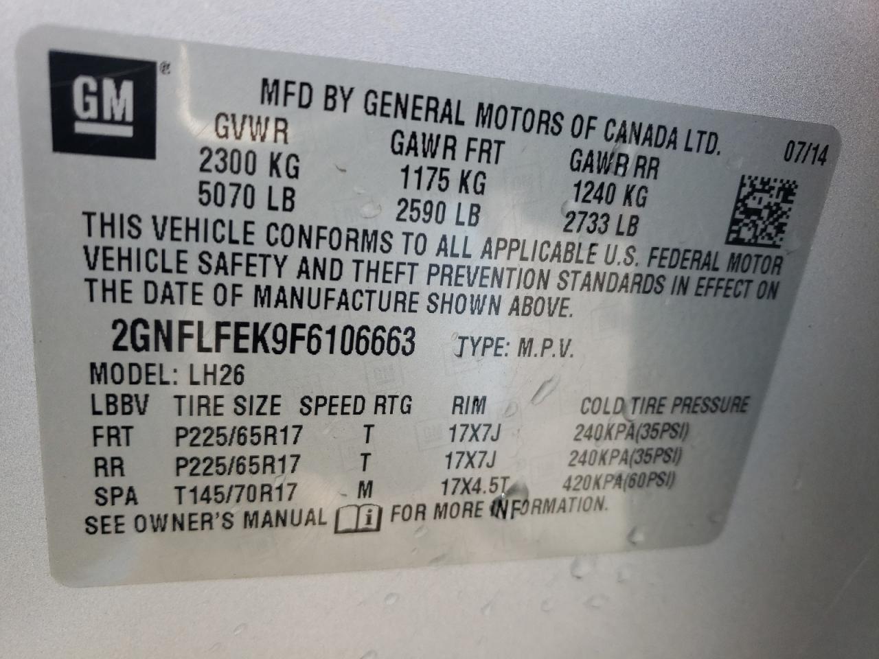 Lot #3030704092 2015 CHEVROLET EQUINOX LT