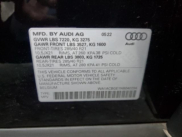 2022 AUDI E-TRON S P WA1ACBGE1NB040294