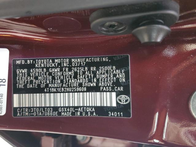 2017 TOYOTA AVALON XLE - 4T1BK1EB2HU259608