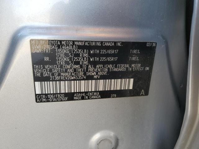 2016 TOYOTA RAV4 LE - 2T3BFREV2GW453574