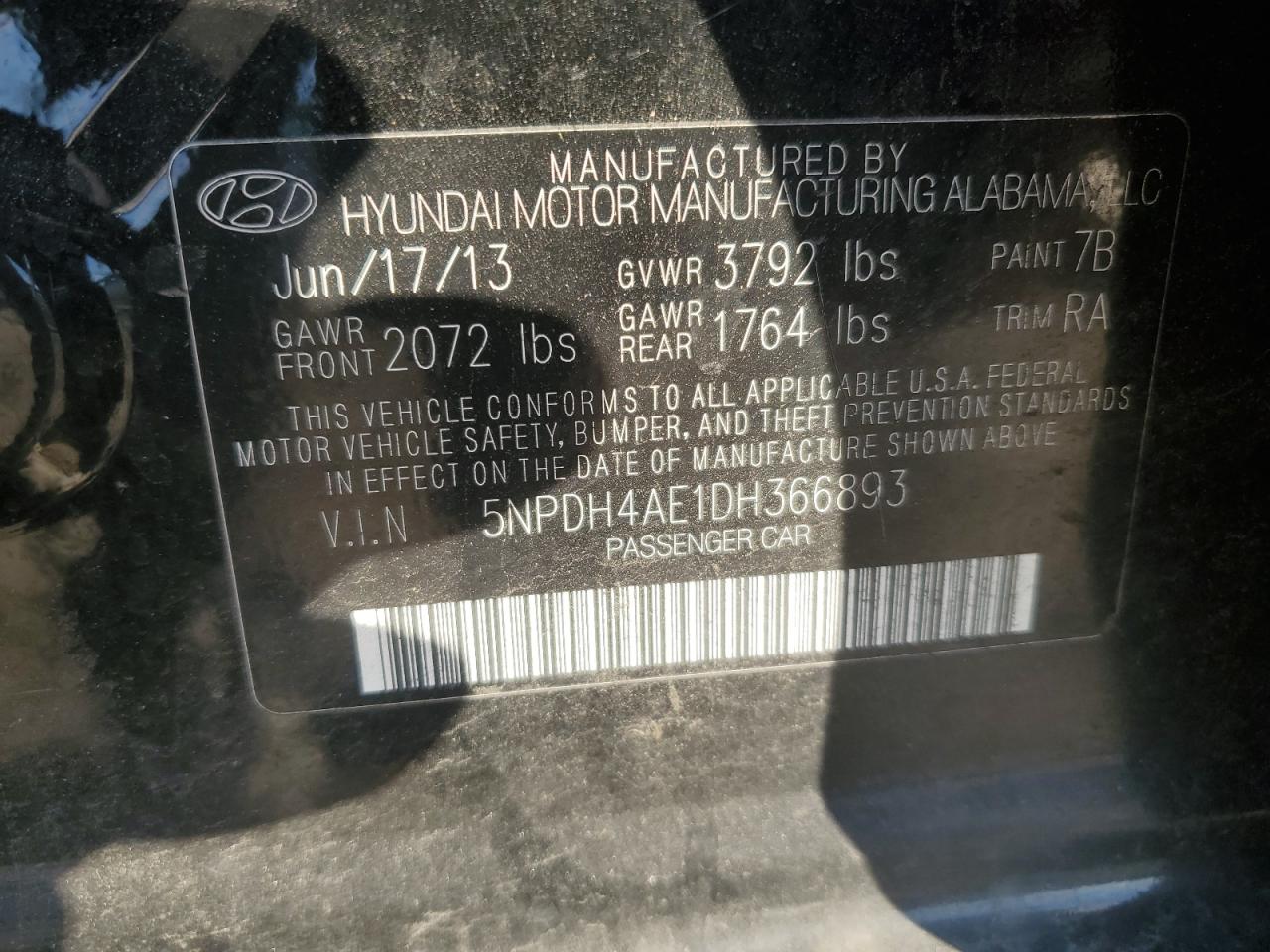 Lot #3034393092 2013 HYUNDAI ELANTRA GL