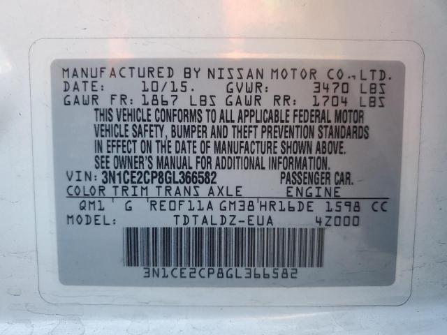 2016 NISSAN VERSA NOTE - 3N1CE2CP8GL366582
