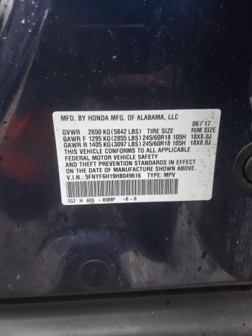 2017 HONDA PILOT 5FNYF6H19HB049616