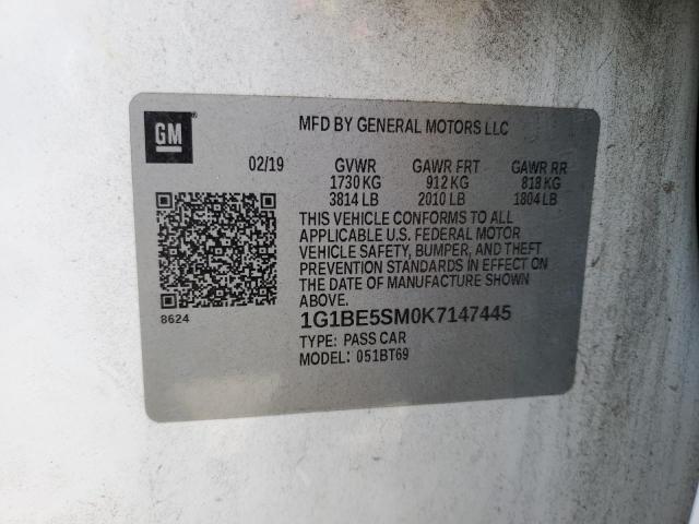 2019 CHEVROLET CRUZE LT - 1G1BE5SM0K7147445