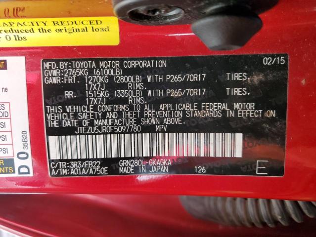 2015 TOYOTA 4RUNNER SR - JTEZU5JR0F5097780