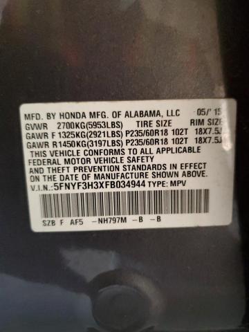 2015 HONDA PILOT SE 5FNYF3H3XFB034944