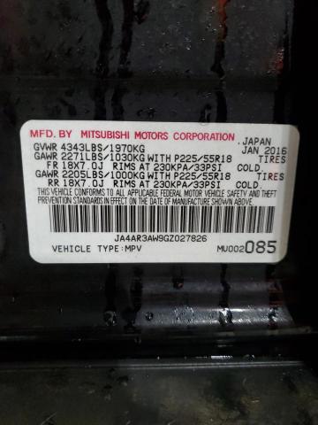 VIN JA4AR3AW9GZ027826 2016 MITSUBISHI OUTLANDER no.14