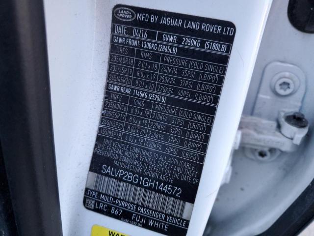 2016 LAND ROVER RANGE ROVE - SALVP2BG1GH144572