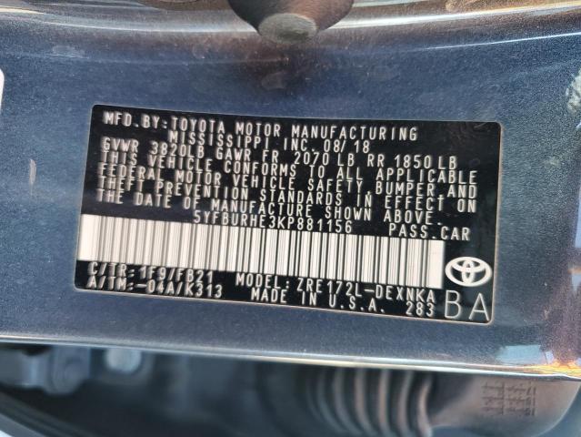 2019 TOYOTA COROLLA L - 5YFBURHE3KP881156