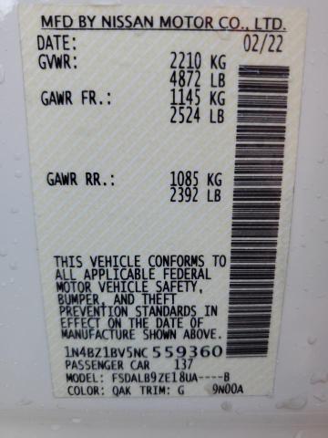 2022 NISSAN LEAF S PLU 1N4BZ1BV5NC559360