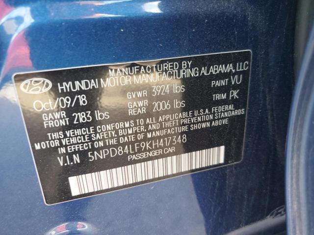 VIN 5NPD84LF9KH417348 2019 HYUNDAI ELANTRA no.12