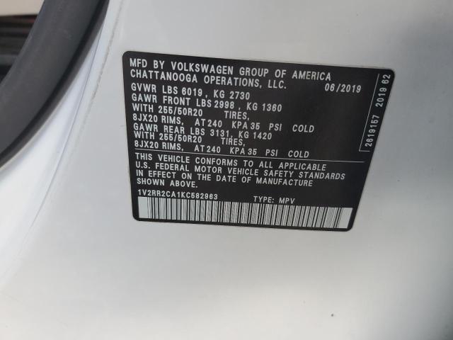 VIN 1V2RR2CA1KC582963 2019 VOLKSWAGEN ATLAS no.13