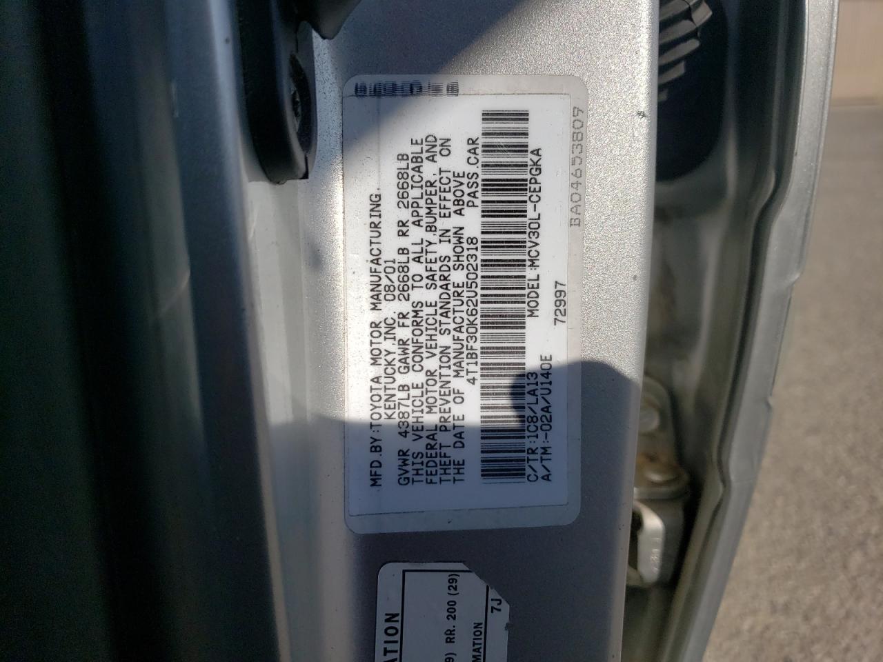 Lot #3033462099 2002 TOYOTA CAMRY LE