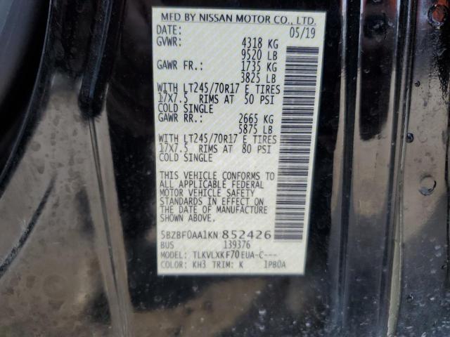 2019 NISSAN NV 3500 5BZBF0AA1KN852426