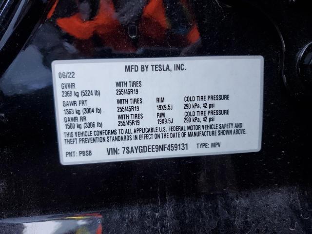 2022 TESLA MODEL Y - 7SAYGDEE9NF459131