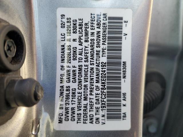 2019 HONDA CIVIC SPOR - 19XFC2F84KE024192