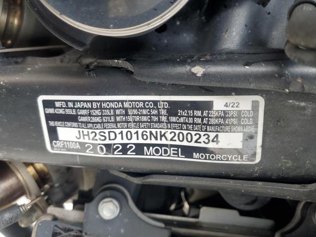2022 HONDA CRF1100 A JH2SD1016NK200234
