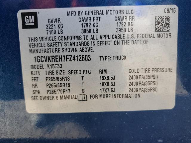 2015 CHEVROLET SILVERADO - 1GCVKREH7FZ412603