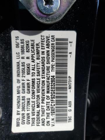 2016 HONDA CIVIC TOUR - 19XFC1F92GE032804
