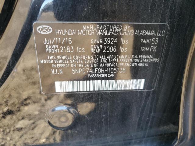 2017 HYUNDAI ELANTRA SE - 5NPD74LF0HH105138