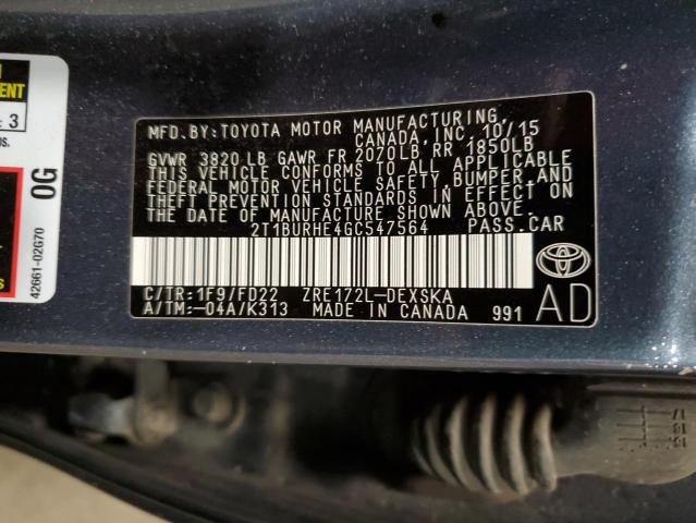 2016 TOYOTA COROLLA L - 2T1BURHE4GC547564