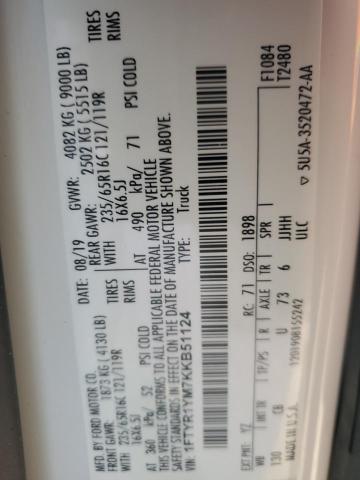 2019 FORD TRANSIT T- - 1FTYR1YM7KKB51124