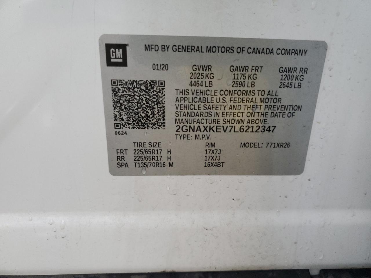 Lot #3034372074 2020 CHEVROLET EQUINOX LT