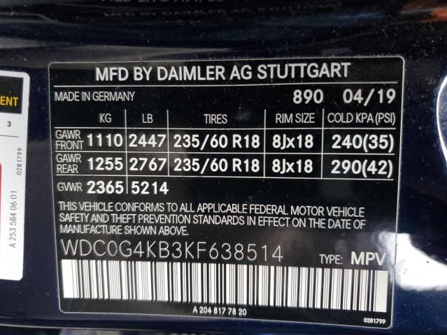 VIN WDC0G4KB3KF638514 2019 MERCEDES-BENZ GLC-CLASS no.13