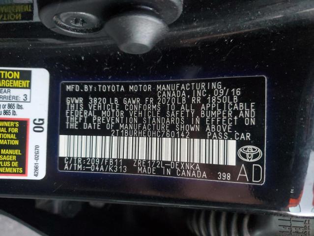 2017 TOYOTA COROLLA L - 2T1BURHE0HC760142